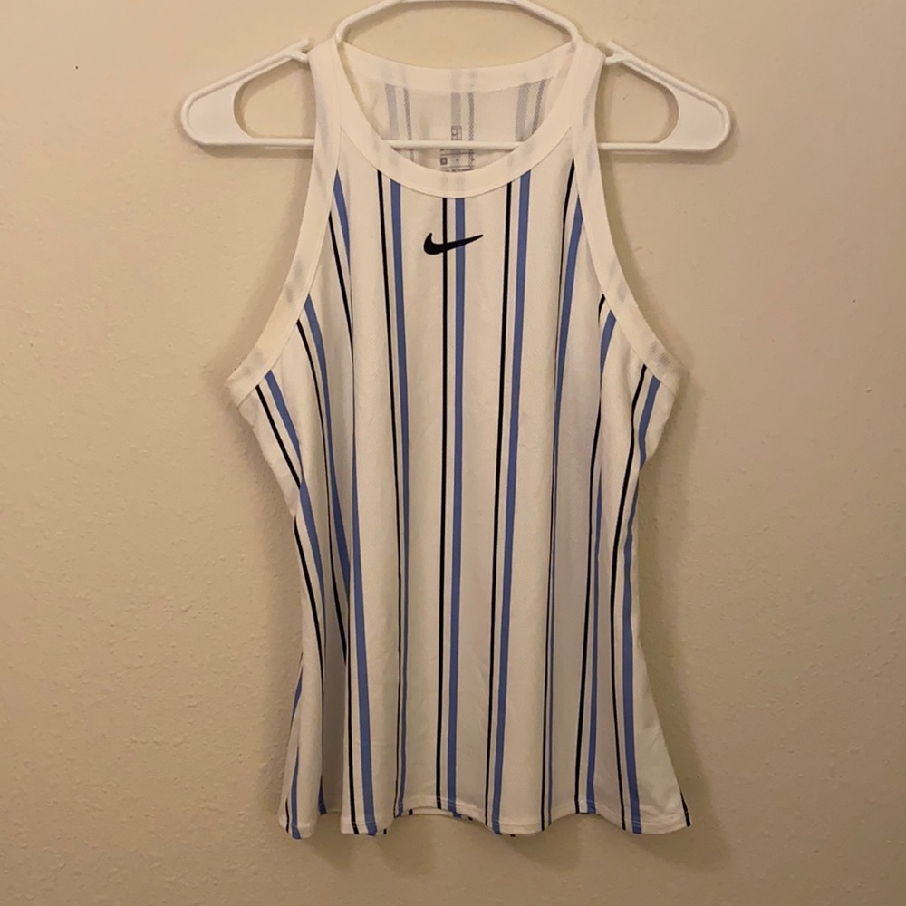White Blue stripe Nike tank